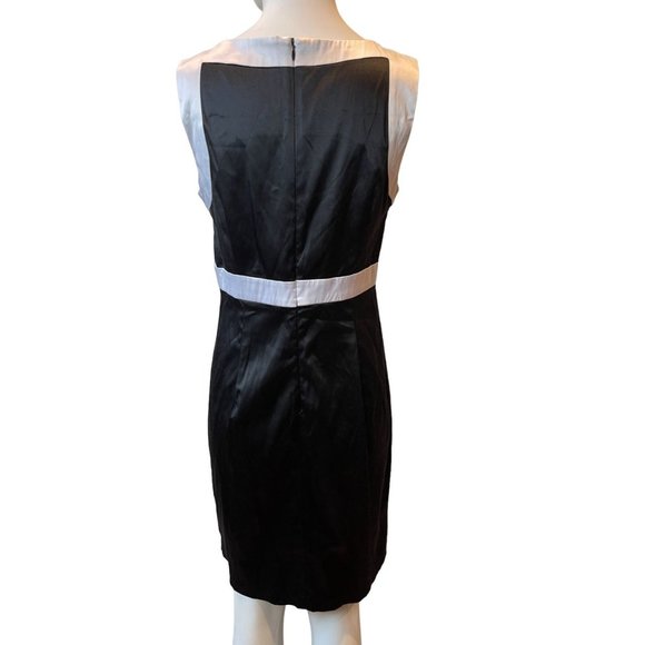 MAURICES Womens Colorblock Sheath Dress H0412 Round Neck Black White Size 11/12 - Picture 2 of 8